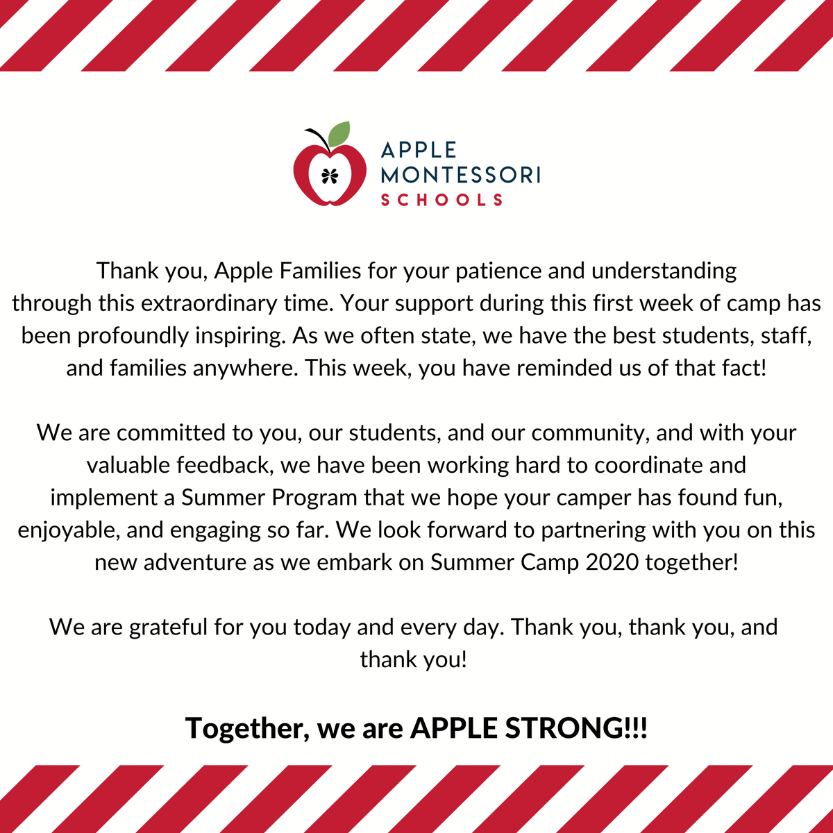 AppleMontSchool's tweet photo. Thank you, Apple Families! #AppleStrong
🍎 
❤️ 
#applemontessori #thankyou #njschools #applemontessori #appleadvantage #earlyeducation https://t.co/nvLq5PbxTX