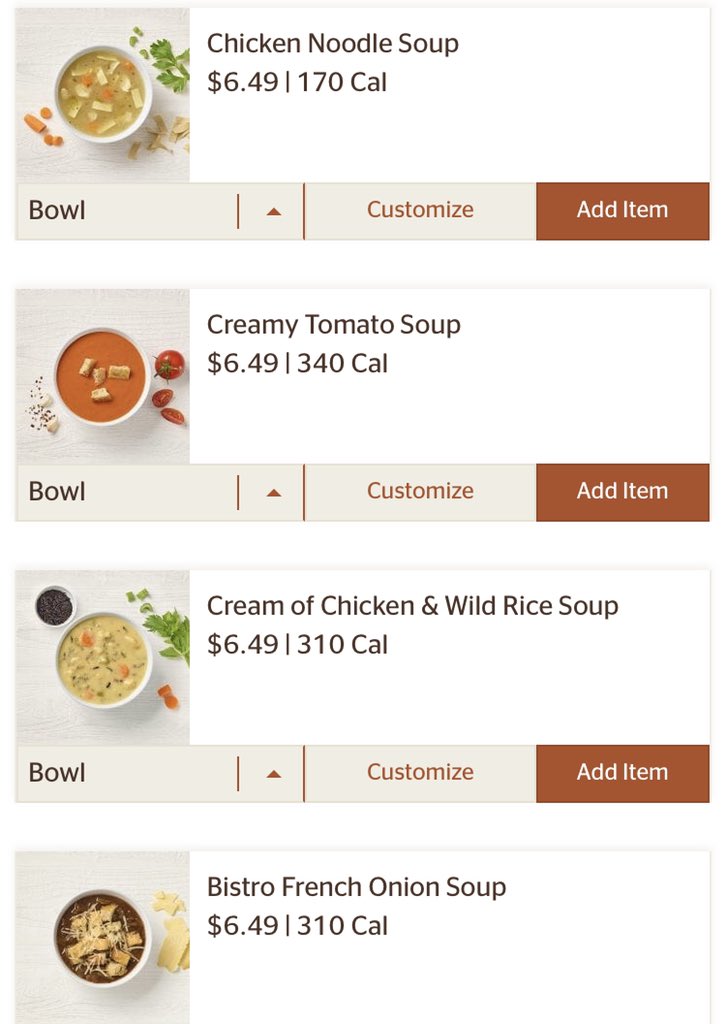 panera (pt 1)i forever stan the salads and soups! i included both sizes for the soups but the cals on the half salads are about half less