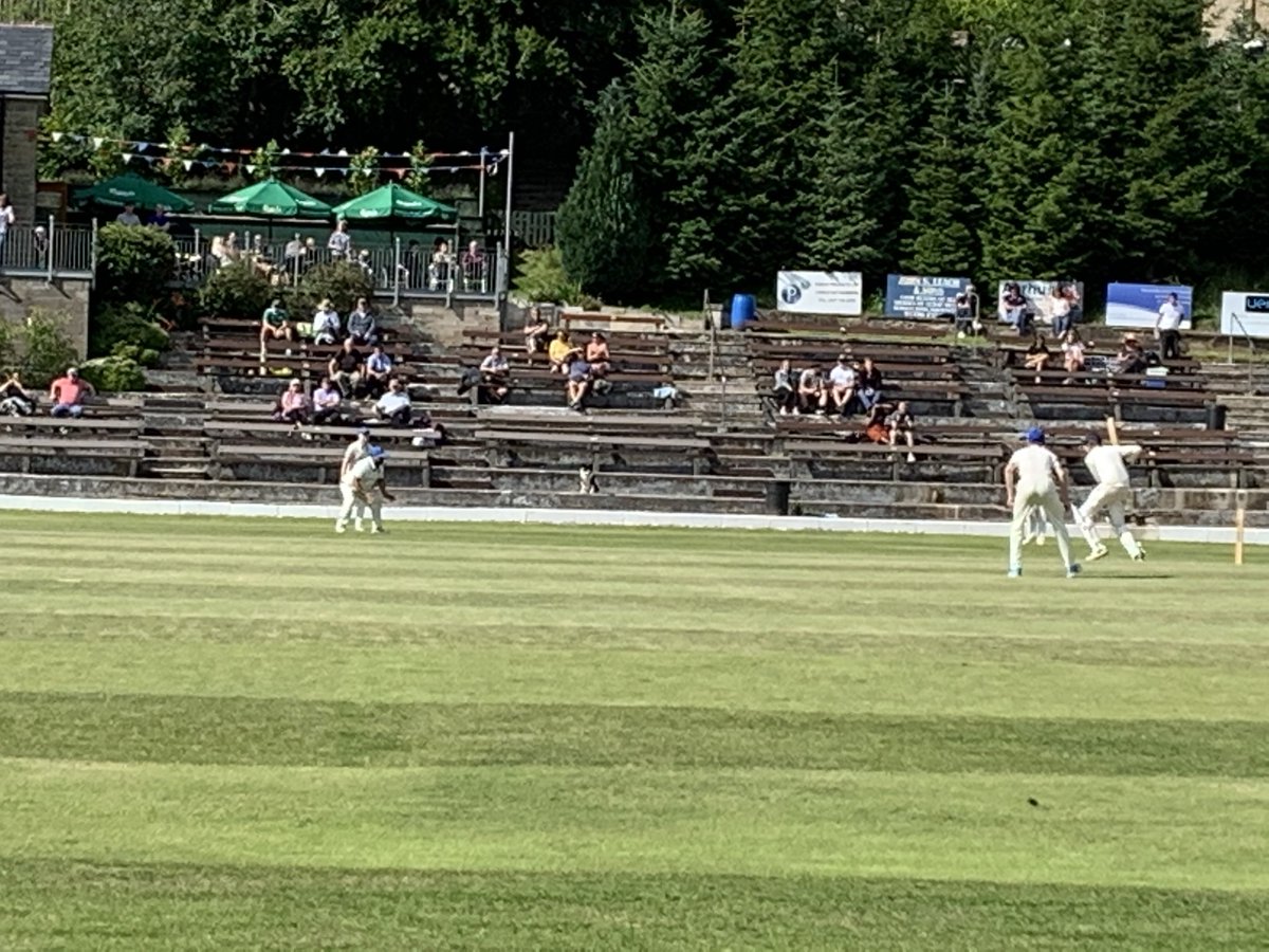 On Rocky with ⁦<a href="/RamsbottomCC/">RamsbottomCC</a>⁩ 2s. Always bathed in sunshine when I come here. An iconic ground. Plenty watching and ⁦<a href="/RawtenstallCC/">Rawtenstall CC</a>⁩ have a done great job getting organised. Despite getting slaughtered, it’s good to be back