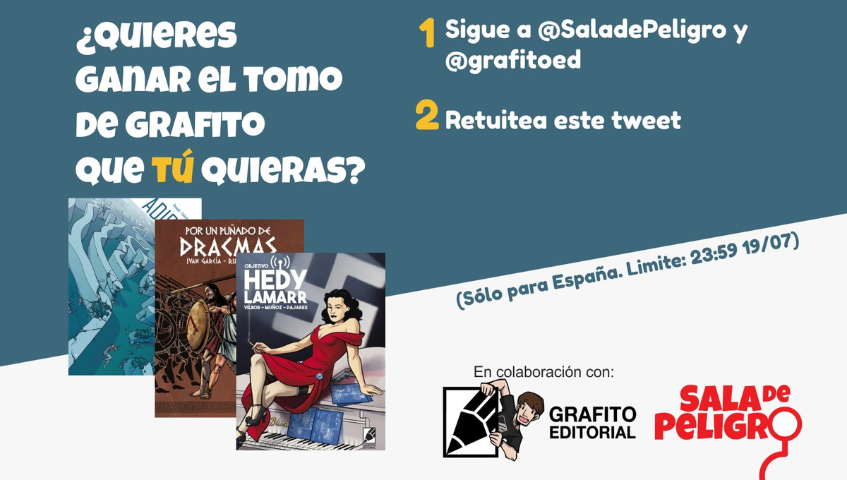 grafitoed's tweet photo. Como agradecimiento a todos los que nos habéis aguantado la chapa en el programa que nos dedican los amigos de @SalaDePeligro nos han preparado este sorteo en el que podéis ganar el título de nuestro catálogo que elijáis. 
¿Os animáis?
https://t.co/GUzyE15yCl https://t.co/kJlgY0vIV6