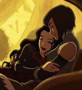 korra really likes putting her arms around asamis waist 