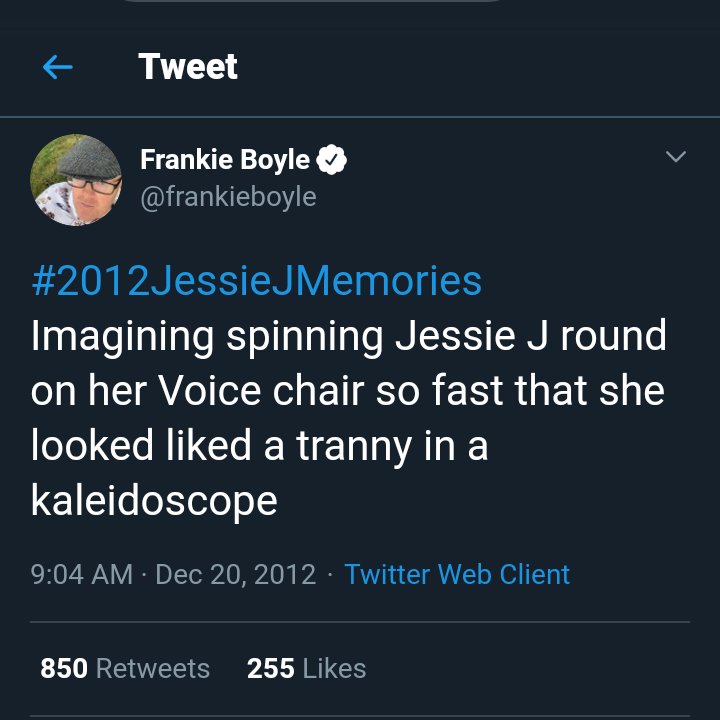 In Frankie's immortal words, may he never be  #cancelled: "Some people are so marginalized, they have to create the language that describes their oppression, but the real victim is [ #FrankieBoyle, who has to tweet  #transphobic jokes & slurs while also posing as a trans activist]."