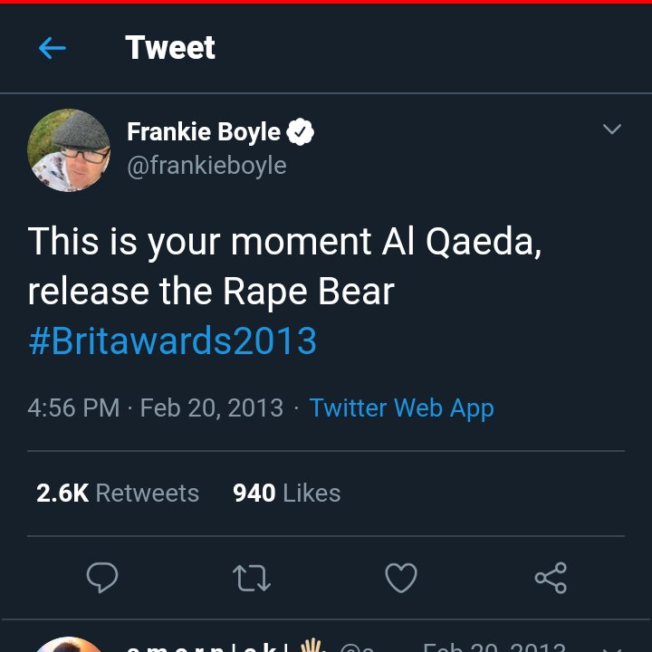 Then, of course, there are "the classics", which our boy  #FrankieBoyle, shining e.g., of  #woke activism & staunch shill for  #CancelCulture that he is...doesn't see as problematic or promoting  #RapeCulture. Best give this man a platform to talk over women on  #progressive ideals.