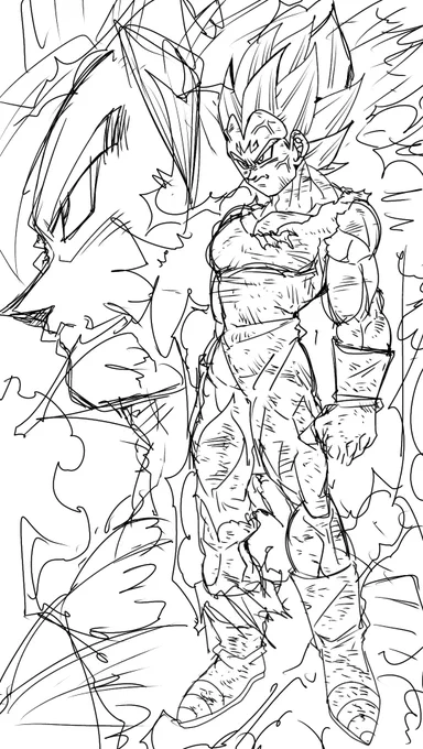 配信で描いた下書き。悟空Ver.も描かねば! 