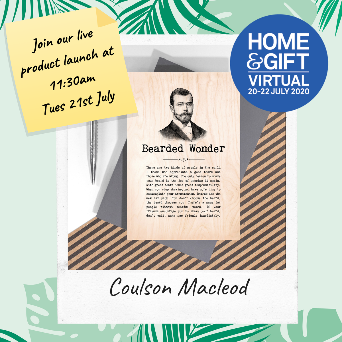 Home_And_Gift's tweet photo. LIVE PRODUCT LAUNCH WITH COULSON MACLEOD 📢⁠
⁠
Don’t miss this exciting opportunity to see the latest additions to their range, including to their Vintage Words, Wise Words and Bespoke collections.  https://t.co/aEIWQXerke
⁠
#HomeAndGiftVirtual⁠
20-22 July 2020 ⁠ https://t.co/TMskQa2DaU
