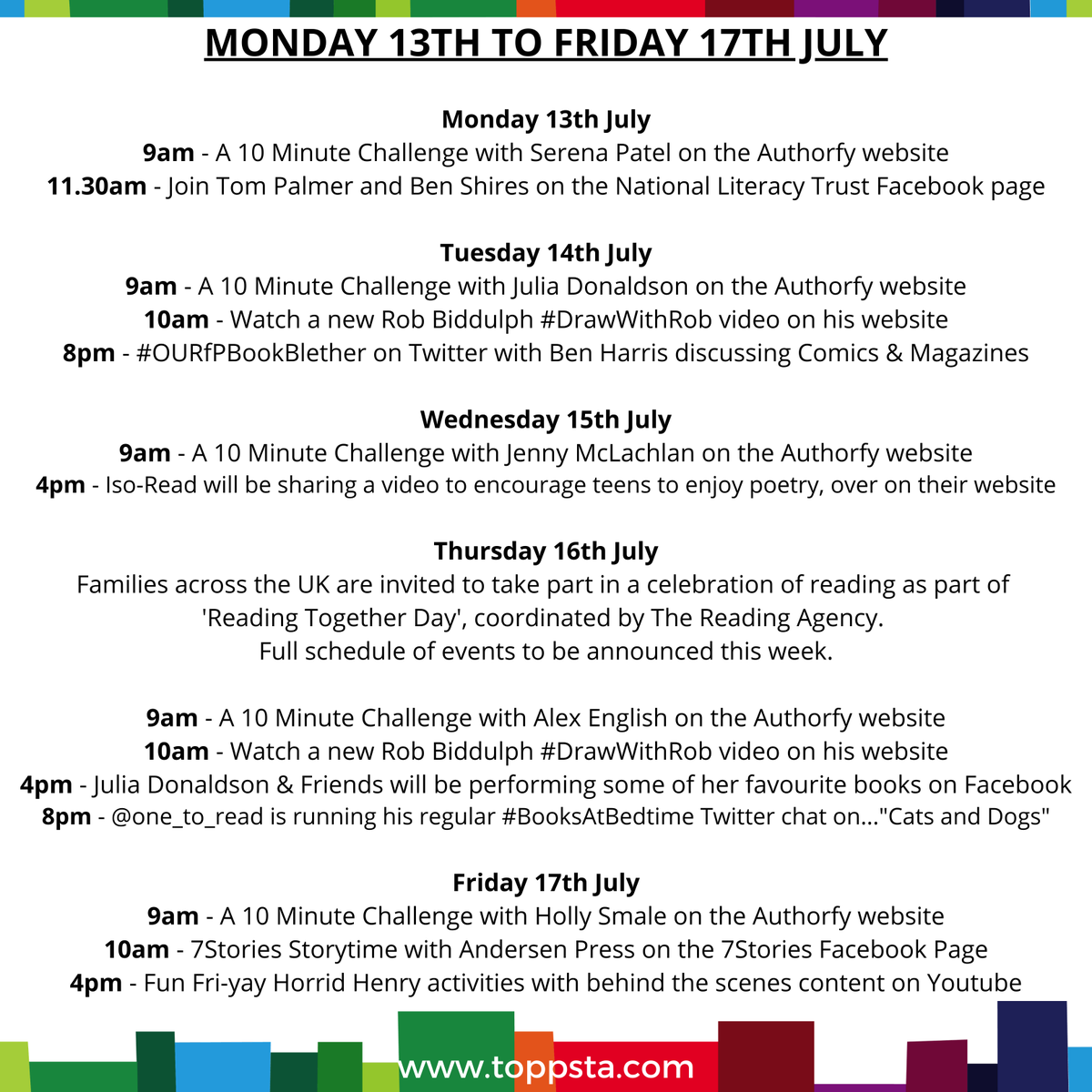 Magnocarta's tweet photo. So...did you have a good weekend? 😍☀️📚

This week's schedule is LIVE and we have 5 fantastic @authorfy challenges and 'Reading Together Day' on Thursday, coordinated by @readingagency.

Highlights here and full list with links over on our website:

https://t.co/6ztD5iaRrP https://t.co/vCqcQCiBPf
