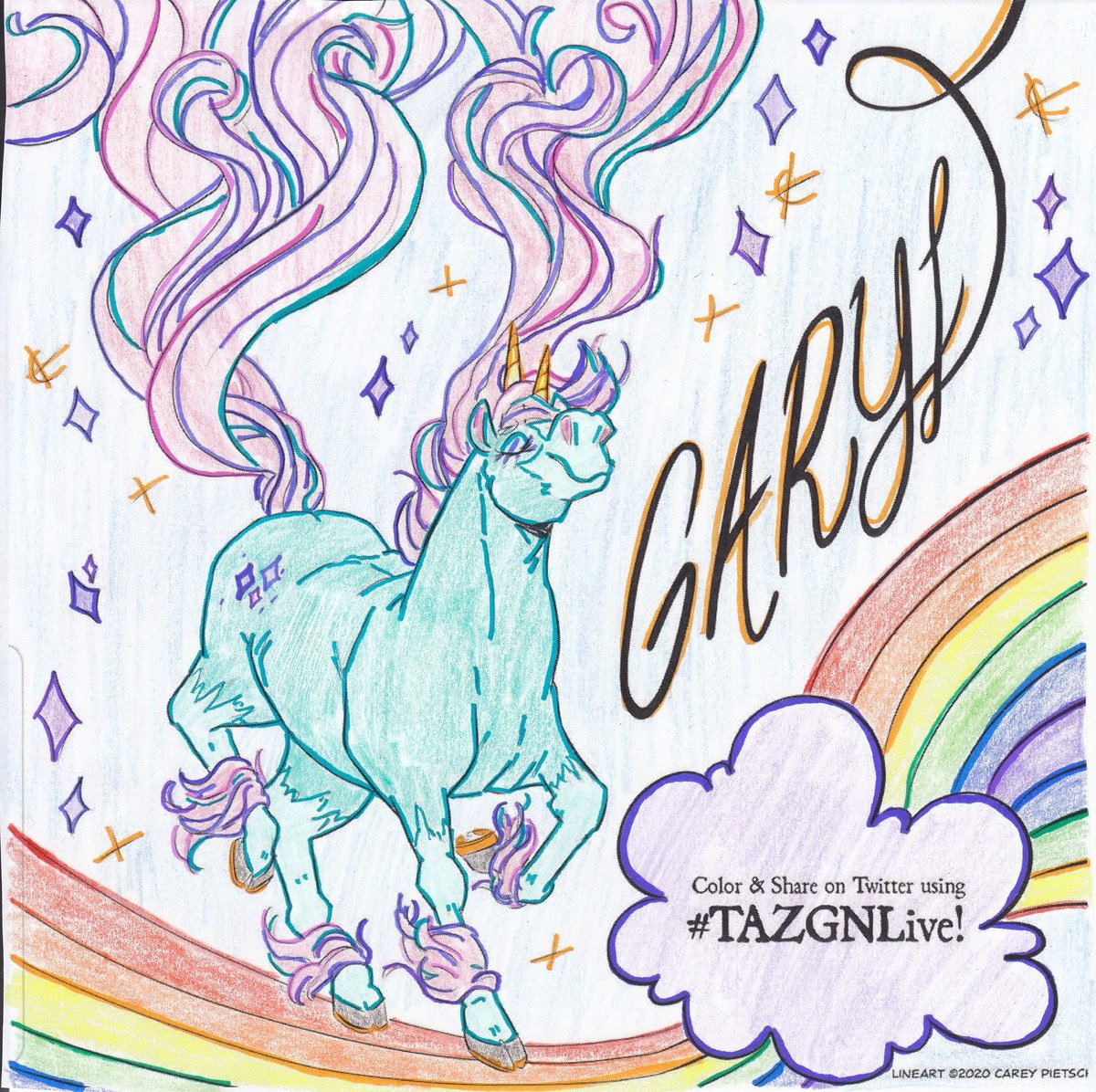 ABigPinkHat's tweet photo. So excited for this majestic beast to make his entrance in the graphic novels! @JustinMcElroy @careydraws #binicorn #believeit #Garyl #TAZGNLive https://t.co/2AHu8CIEx3