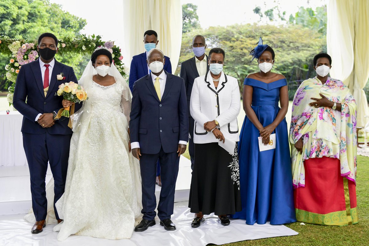 Mama @JanetMuseveni and I attended the 'scientific' wedding of my cousin, Phiona Akoragye, and her husband, Herbert Kihanda, in Entebbe on Saturday.