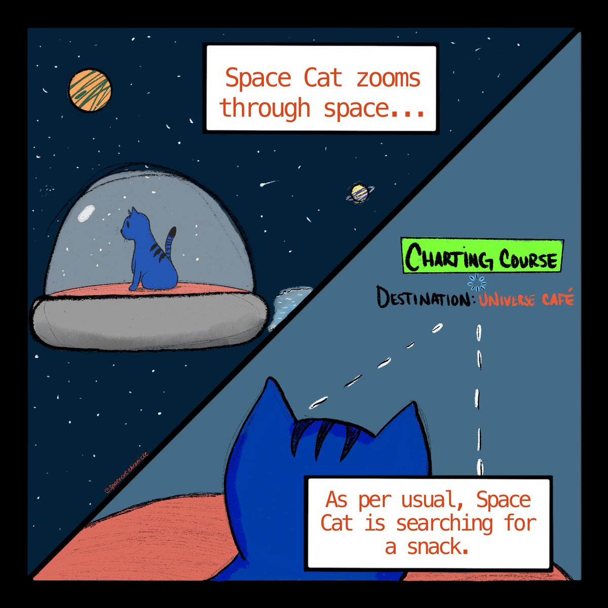 spacecatstories's tweet photo. Space Cat and the Universe Cafe 
follow for more Space Cat adventures! 🪐💫🐈 https://t.co/uHk1JjTDVa