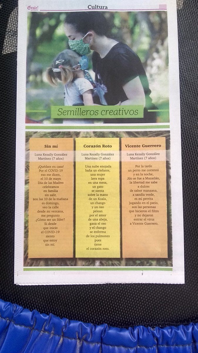 Desde casa la publicación de este Domingo, textos de la más pequeña de nuestras participantes. #SemillerosCreativos #SoyCulturaComunitaria