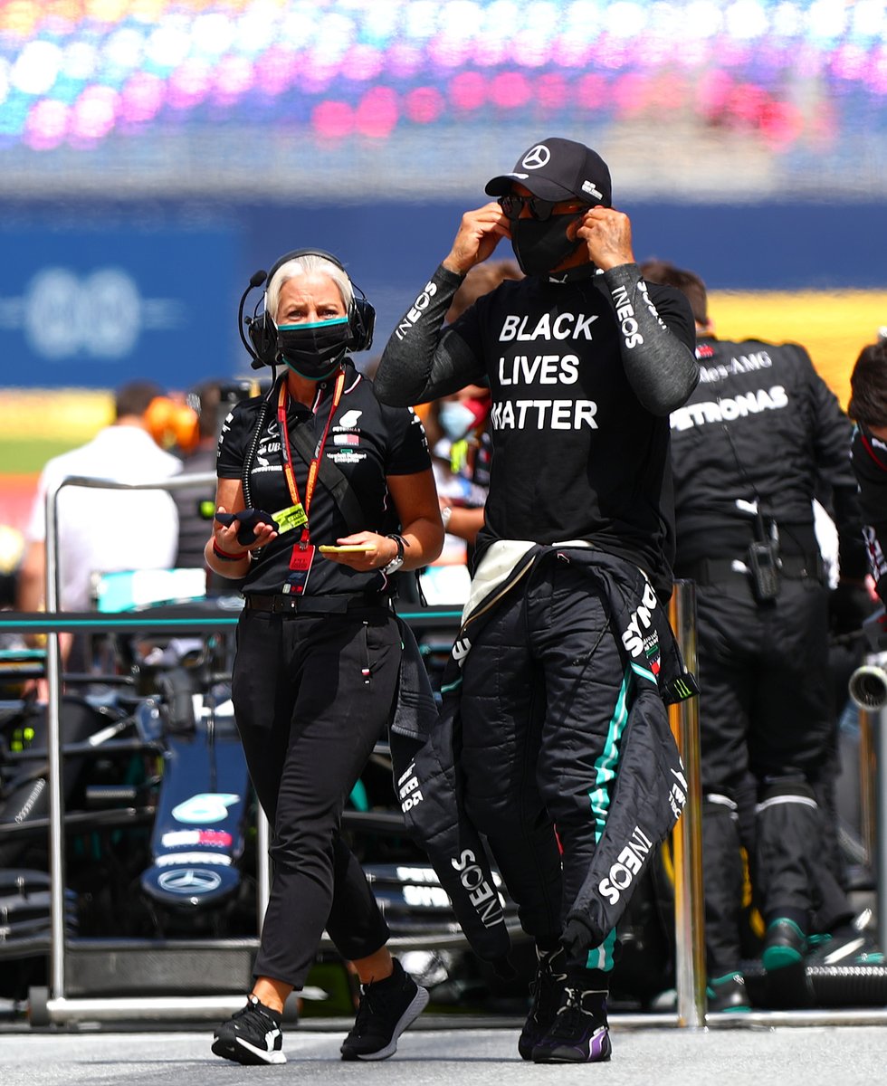 Lewis Hamilton raises a fist after taking first place at the Styrian Grand Prix 🏆

Hamilton became the first Black driver to race in Formula One in 2007. He remains the grid's only Black driver.