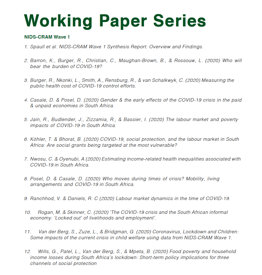 On the 15th of July (12:00) we will launch the results of the National Income Dynamics Study (NIDS) Coronavirus Rapid Mobile Survey (CRAM). The largest non-medical COVID-19 research project in SA! Focus: Employment, Hunger &amp; Welfare. Register here us02web.zoom.us/webinar/regist… Pls RT!