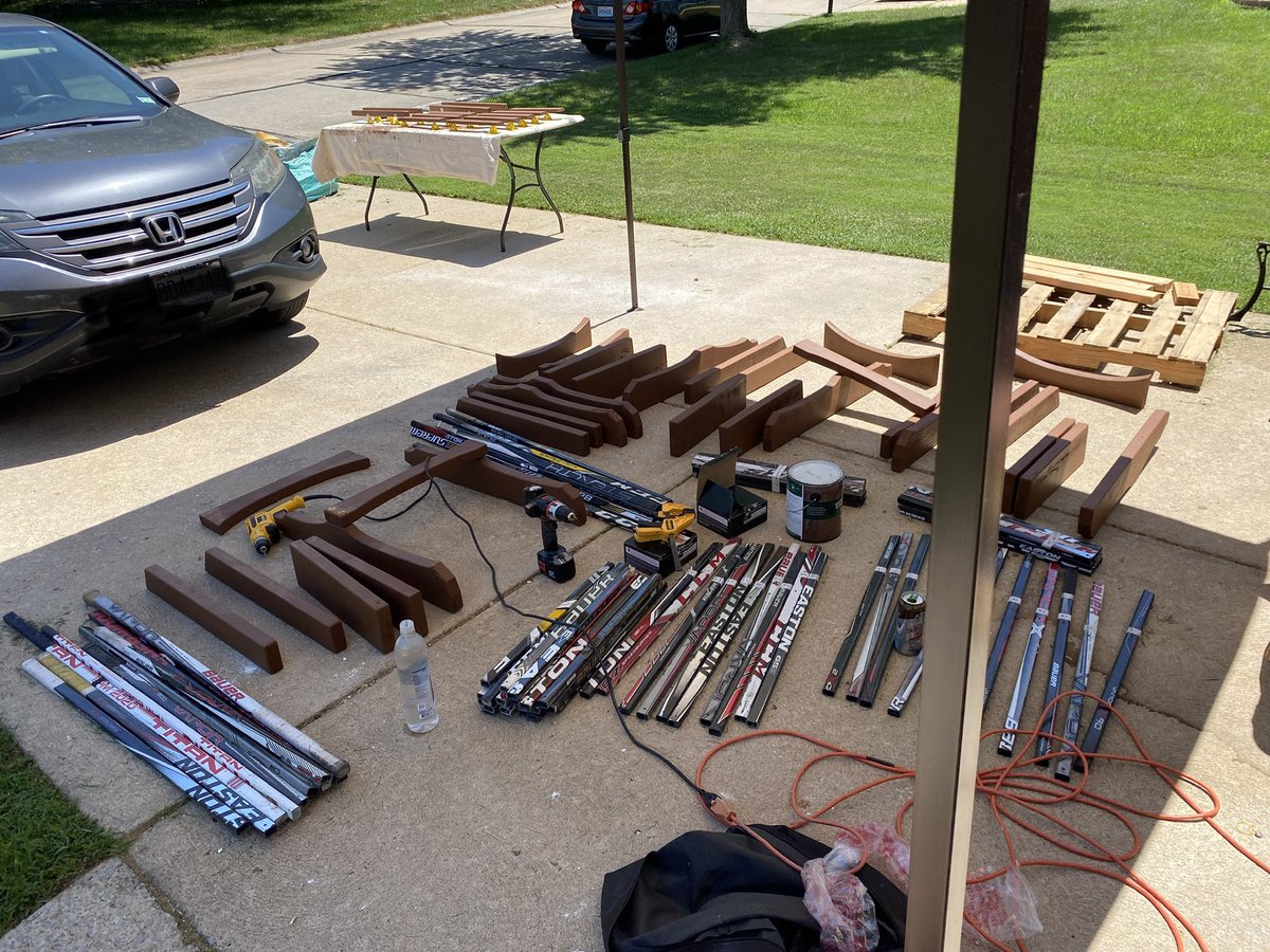 UpcycleH's tweet image. Four chairs and one end table to assemble. Pop up canopy is essential today!