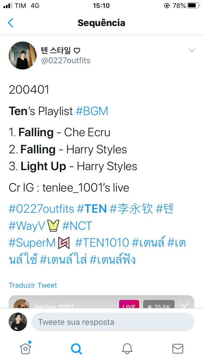 ten also listened to falling on his live