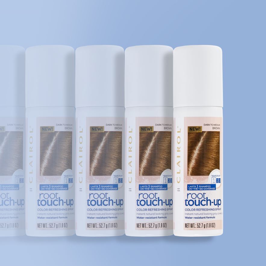 ClairolColor's tweet photo. Spray all your grays (and worries!) away in less than 3 seconds with our Root Touch-Up Color Refreshing Spray! Instantly restore color and seamlessly cover grays for perfect hair days every day π #ClairolRootTouchUp #RootTouchUpSpray #AtHomeHairColor #SprayAwayGrays https://t.co/2aoUF7UqGb