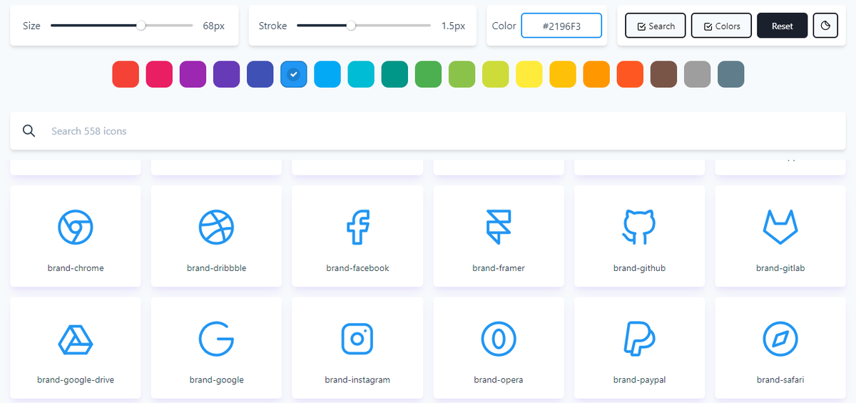 موقع يقدم أكثر من 500 أيقونة قابلة لتخصيص اللون والحجم بما يتناسب مع احتياج المستخدم، والجميل أنها مفتوحة المصدر ومجانية للاستخدام الشخصي والتجاري.
 tablericons.com