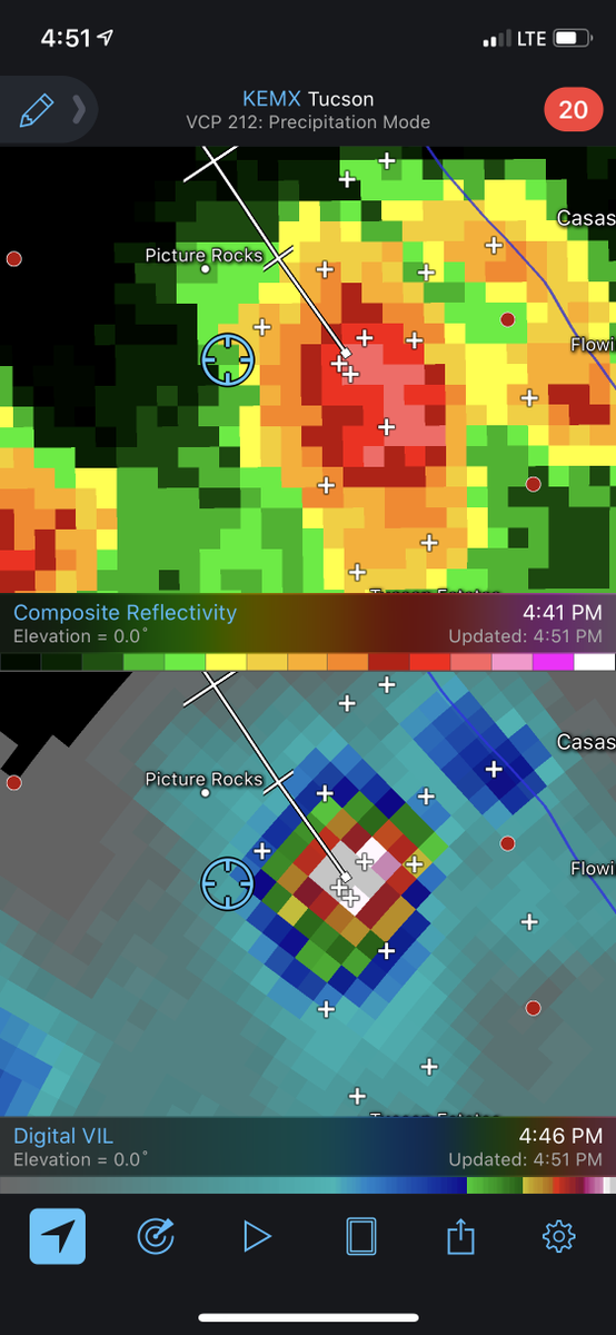 MikeOlbinski's tweet photo. Nice little hail core on this guy. Sadly no CGs 😭 #azwx #stormchaserproblems https://t.co/kYwahteZgR