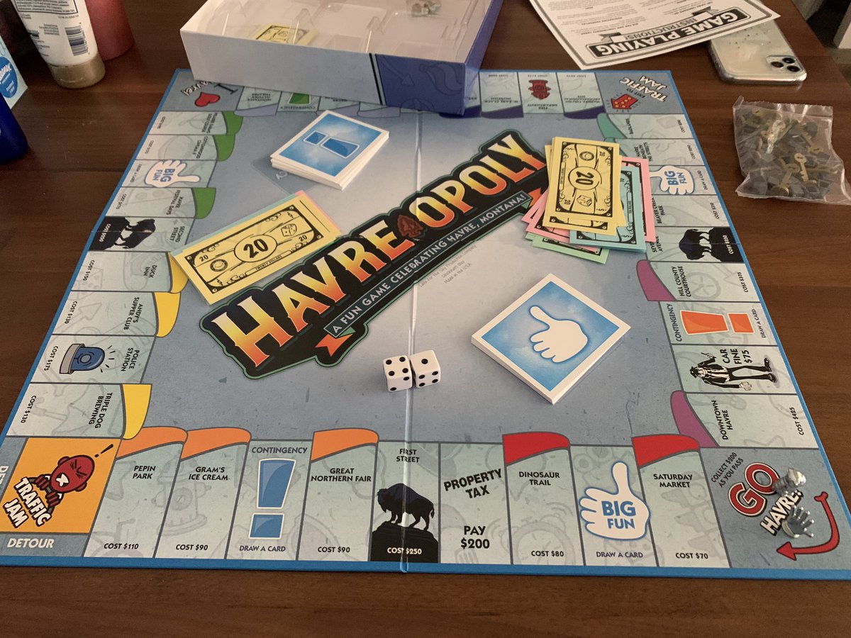 DiBruEllis's tweet photo. It’s here! #monopoly from my home town. #Havre #BluePony https://t.co/k7maUmH5yC