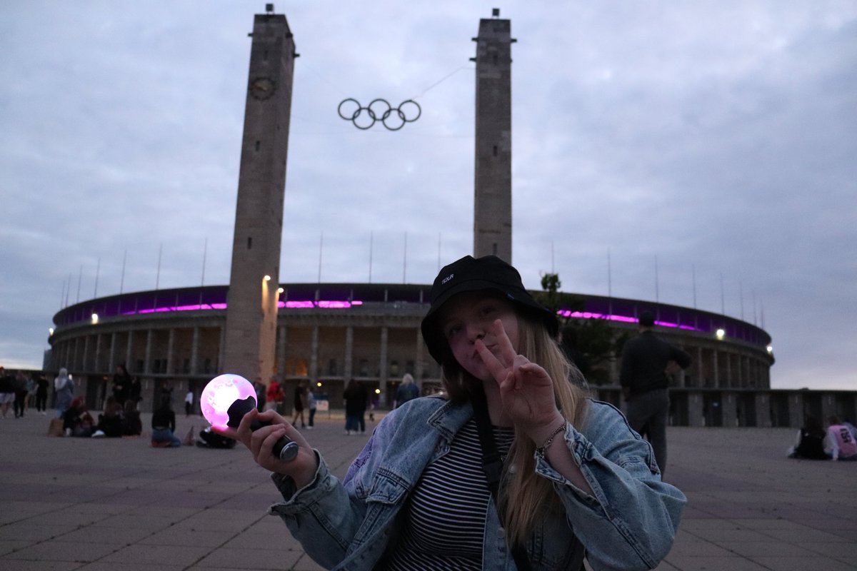 jtae0613's tweet photo. today @Oly_Berlin 💜 this weekend @BTS_twt would have been here in Berlin, so they lit up the Olympia Stadion in purple! It was so beautiful but also so sad 🥺💜 thank you for this!!!
 #PurpleBerlin #BTS #BTSARMY #btsberlin https://t.co/waSFFGrn47