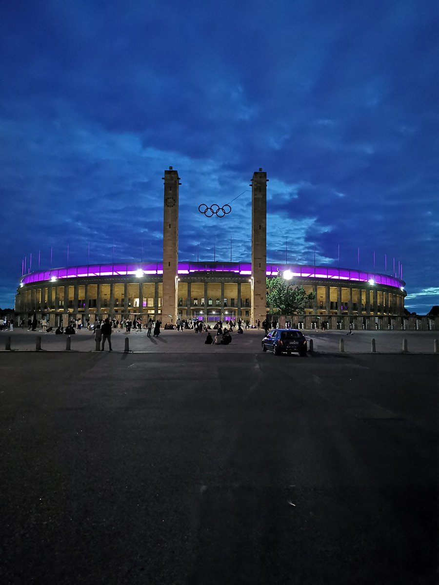 jtae0613's tweet photo. today @Oly_Berlin 💜 this weekend @BTS_twt would have been here in Berlin, so they lit up the Olympia Stadion in purple! It was so beautiful but also so sad 🥺💜 thank you for this!!!
 #PurpleBerlin #BTS #BTSARMY #btsberlin https://t.co/waSFFGrn47