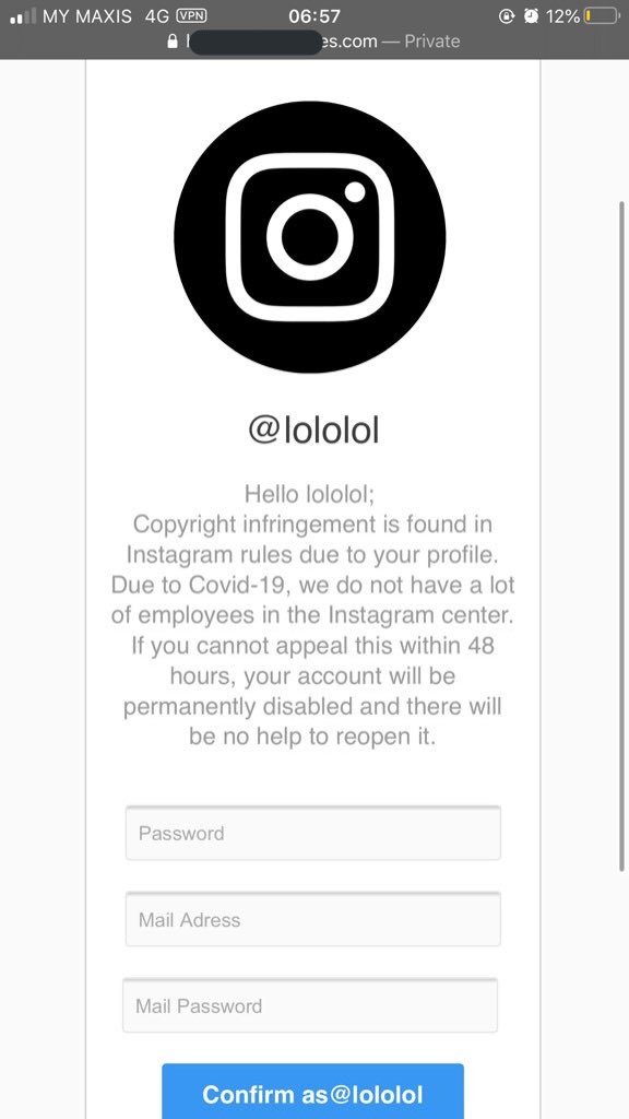 omarqe's tweet photo. Aku rasa agak senang untuk pancing orang kat IG. No wonder la bersepah IG kena 'hack' rupanya kena macamni je 😆

By right, tengok benda ni je pun dah tahu dah phishing 🐟😹

Ini real case ya, ada orang tweet kena ni kemarin. Owner asal suruh delete tweet aku yang sebelum ni 😂 https://t.co/FAPqfzTxBY