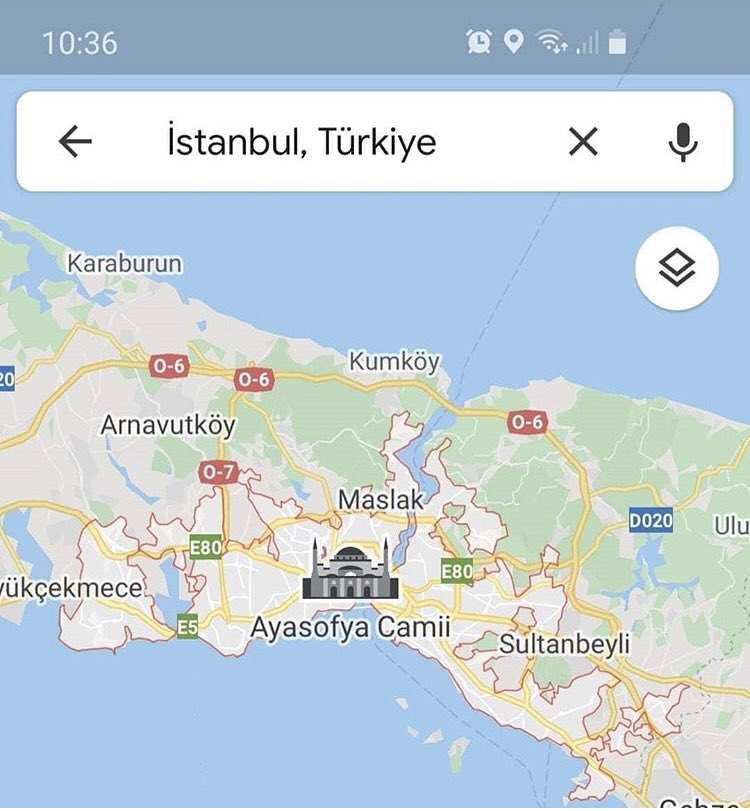 Googlemaps bile kabul etmiş.!!

#AyasofyaCamii
