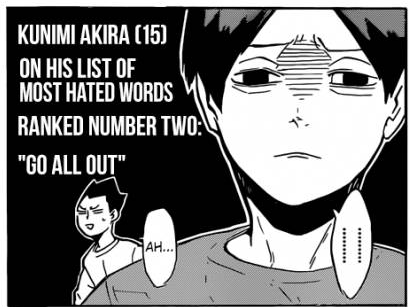 Whereas Kunimi is a person who really doesn't give a shit to go "all out," even in friendships.Kindaichi, being the understanding person, is the only friend he feels like he needs to stay by his side. Thus, he does not want to bring any effort in trying to understand Kageyama.
