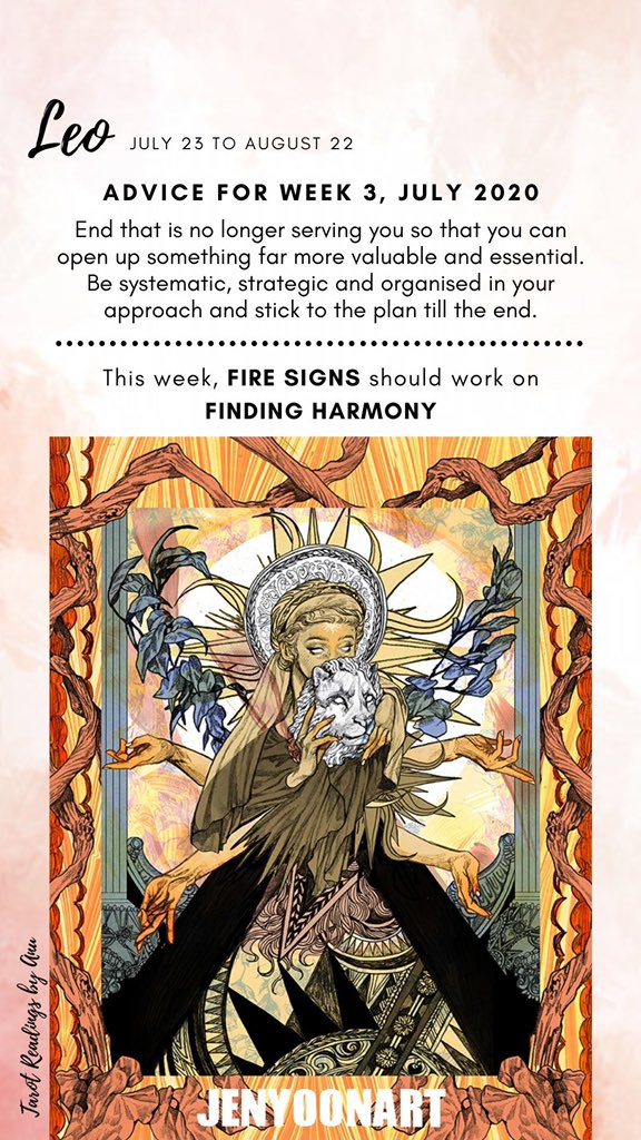 Arcananu's tweet photo. Weekly #TarotReading for #ZodiacSigns for Week 3, July 2020 (i.e. Week of July 13 to July 19). 

This one is for #Leo (#Fire Sign) https://t.co/1fBQWeWHlP