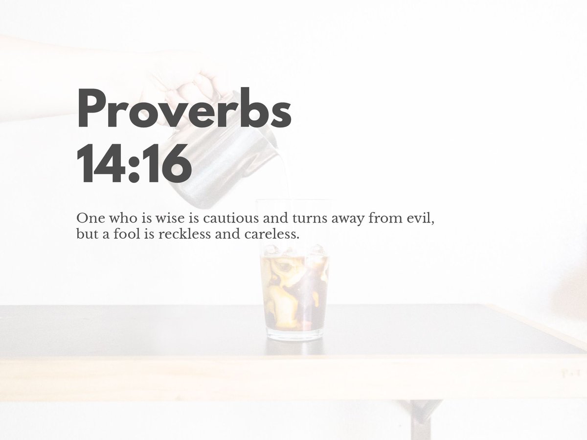 A verse for your encouragement:
“One who is wise is cautious and turns away from evil, but a fool is reckless and careless.”
Proverbs 14:16
. . .
#☕️ #connectioncafefcc #bible #verseoftheday @youversion