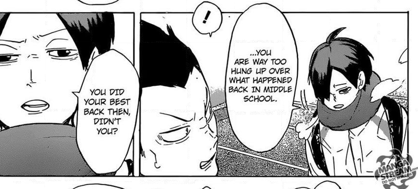 Regardless, he still respects the feelings of his close friend, Kindaichi. Off cam, he most likely sees the parts where Kin probably overthinks about the situation over middle school. To which Kunimi has had enough of and reassures Kindaichi of his continuous efforts back then.