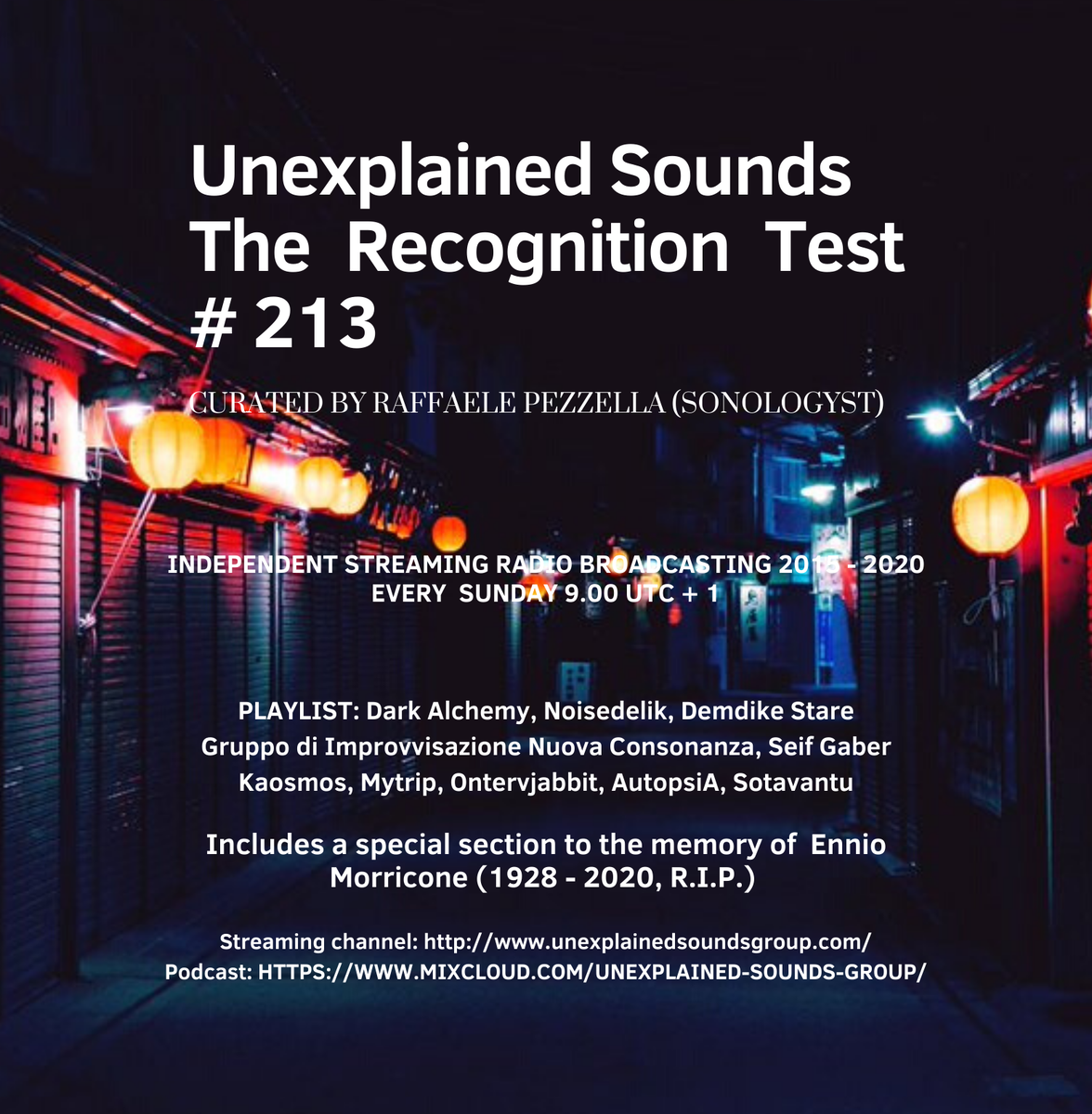 Sonologyst's tweet photo. The 213 podcast edition of radio transmission "The Recognition Test " is now available:
#UnexplainedSounds #TheRecognitionTest #RadioShow
https://t.co/9DTEPB5XNy https://t.co/0mQsccEb7e