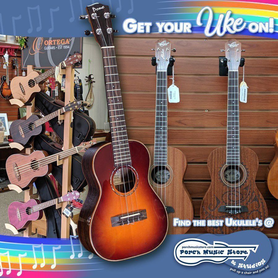 PorchMusicStore's tweet photo. Find the best Ukuleles at Porch Music Store located at 409-411 13th Street in downtown Franklin PA. If you've always wanted to play a Ukulele & don't know how, sign up for music lessons right on our website: https://t.co/XQU45hgnry #musicstore #ukuleles #GetYourUkeOn https://t.co/ZMIMNzsmcj