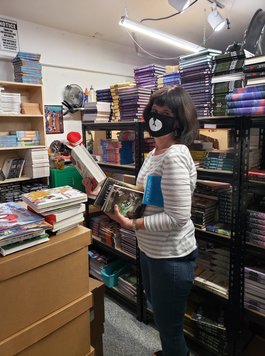Literacy_Club's tweet photo. A couple extra Book Heroes this weekend helped us pull more books to get to kids.  Thanks Kirsten Edkins &amp; Carol Edkins.  Plenty of social distancing&amp;precautions taken.  Back to work, thanks for your patience as we continue to get books to kids #beabookhero #readingisasuperpower https://t.co/0iSzcoFSGo