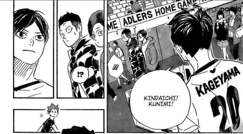 He called them out from the crowd without hesitation and stared at them head-on. Both KinKuni were shocked about this. After the game, they had no intention of approaching Kageyama and are seen heading to somewhere else instead.