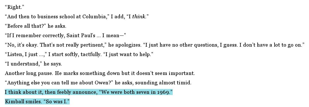 If he wears a mask, it is also to hide from himself. Many of the characters in the book are reflections of Patrick. Kimball, the detective, is a man like Bateman in every way except with purpose and good will.