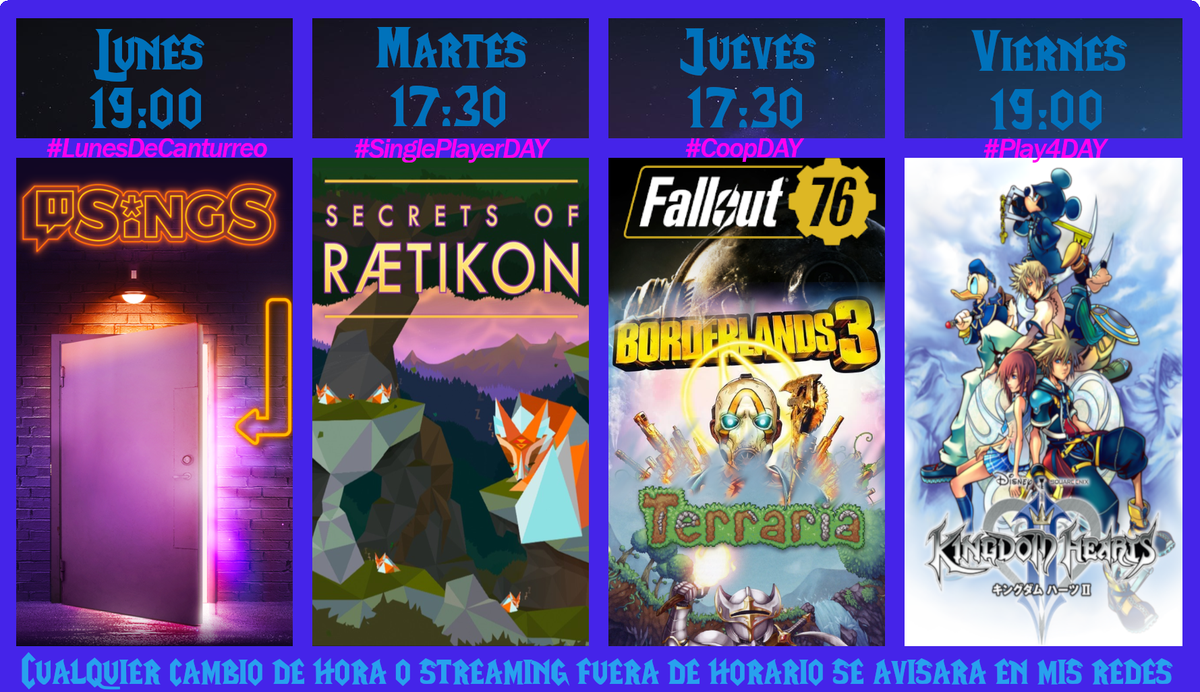 Cle0fe's tweet photo. Ya está aquí el juego del martes #SinglePlayerDAY!

#SecretsofRaetikon de la desarrolladora @brokenrules. Juego que seguro que nos encantará! Gracias por votar💜

También empezaremos con #KingdomHearts2 en el #Play4DAY

Este será el horario a partir de esta semana😘
#paldiscord https://t.co/AvXC4mwYxL