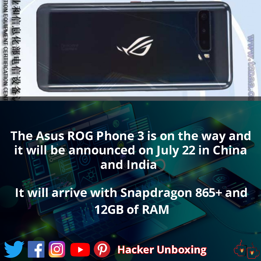 HackerUnboxing's tweet photo. The #Asus Rog Phone 3 is on the way
#india #china #ROGPhone3 #asusrogphone3 #gaming  #smartphone #Technews #tech #techno #video #game #Gaming #Android #Competition #giveaways #win https://t.co/bd5Dn1jrFr