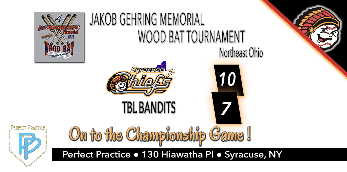 PrfectPractice's tweet photo. The 16U Jr. Chiefs advance to the Championship Game at the JAKOB GEHRING MEMORIAL WOOD BAT TOURNAMENT in Northeast Ohio!
Let's Go Jr. Chiefs!!!
#baseball #softball #battingcages #travelbaseball #sxpnet #syracusedotcom #CNYTRAVELBALL #champevent #SyracuseMets #youthsoftball https://t.co/RkxJVWzOLM