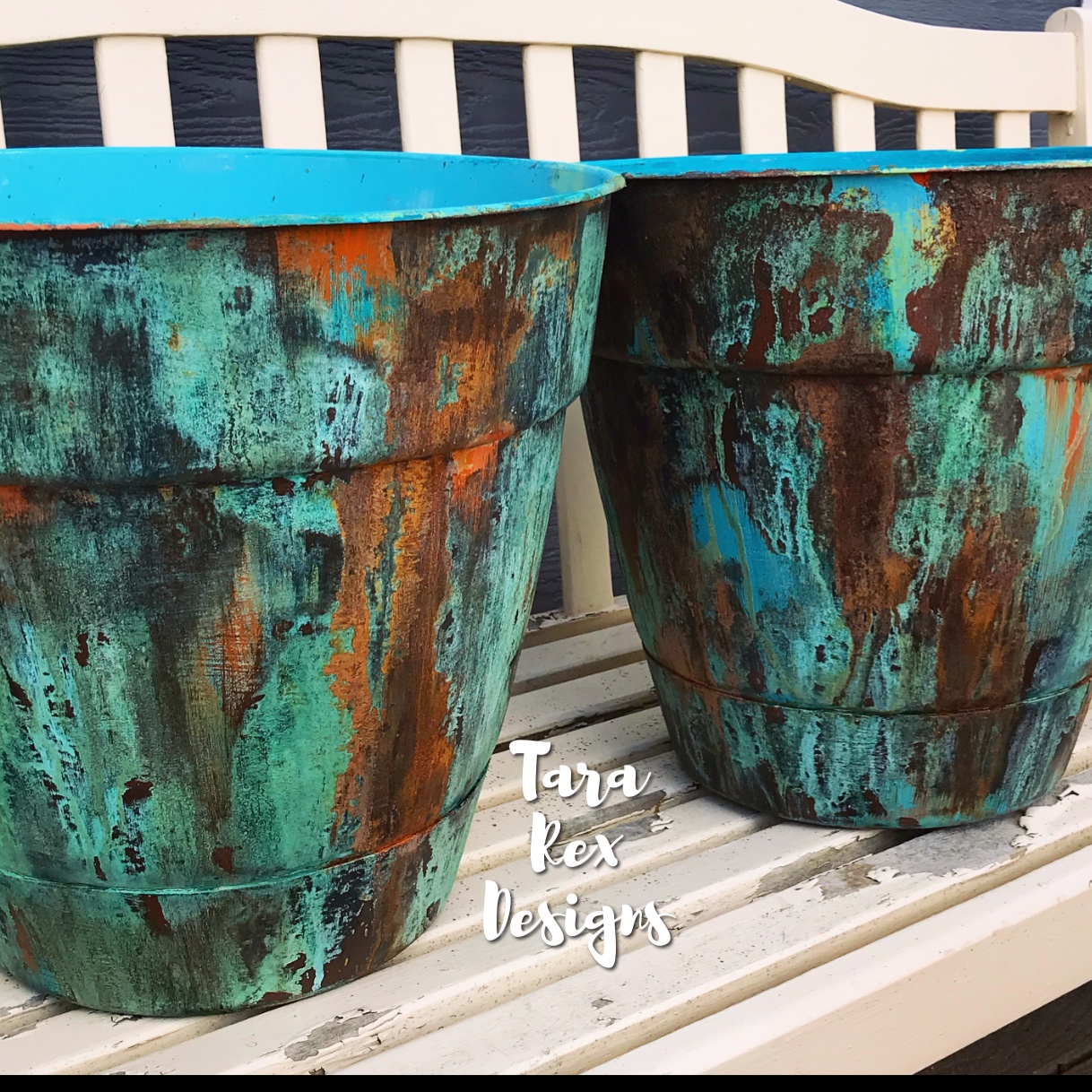 Dixie Belle Paint Company on X: Patina perfection! These flower pots were  given an aged look with Patina Paint and Patina Spray and painted in the  colors Dixie Belle Blue and Peacock!