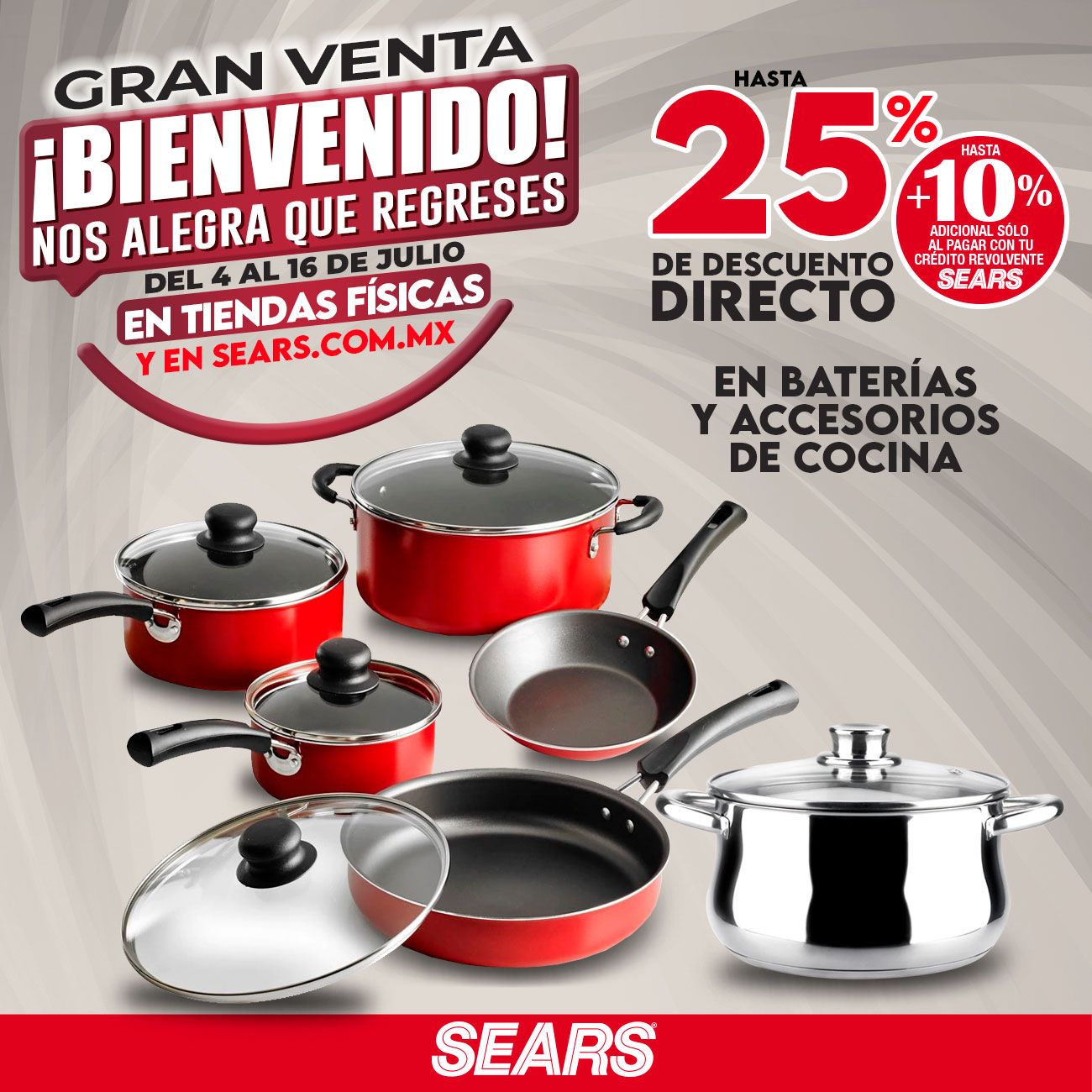 Sears México on Twitter: "Disfruta nuestros en las más reconocidas marcas de baterías de cocina. Da clic y descúbrelo ✨👉 https://t.co/NXMf7575rx Vigencia del 4 al 16 julio 2020. Consulta