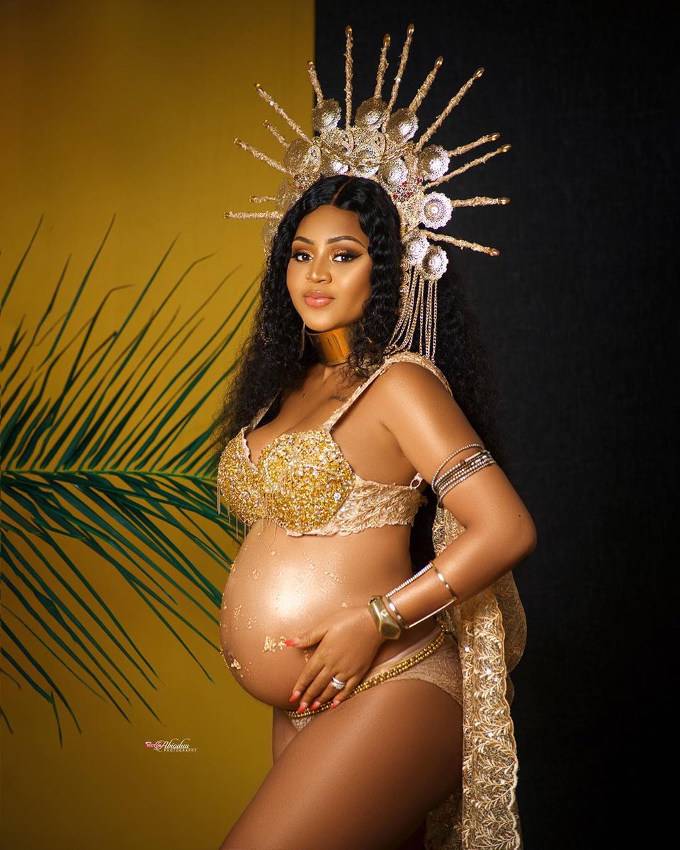 netgists's tweet photo. Nollywood Actress, Regina Daniels Shares Photos of her
baby bump.

★ She tagged the photos as ‘A mum. I'm proud'.

The Actress and her billionaire husband, Mr. Ned Nwoko had
the naming ceremony of their son, Munir Neji Ned Nwoko on
Friday. https://t.co/9OnrG9Zqhj