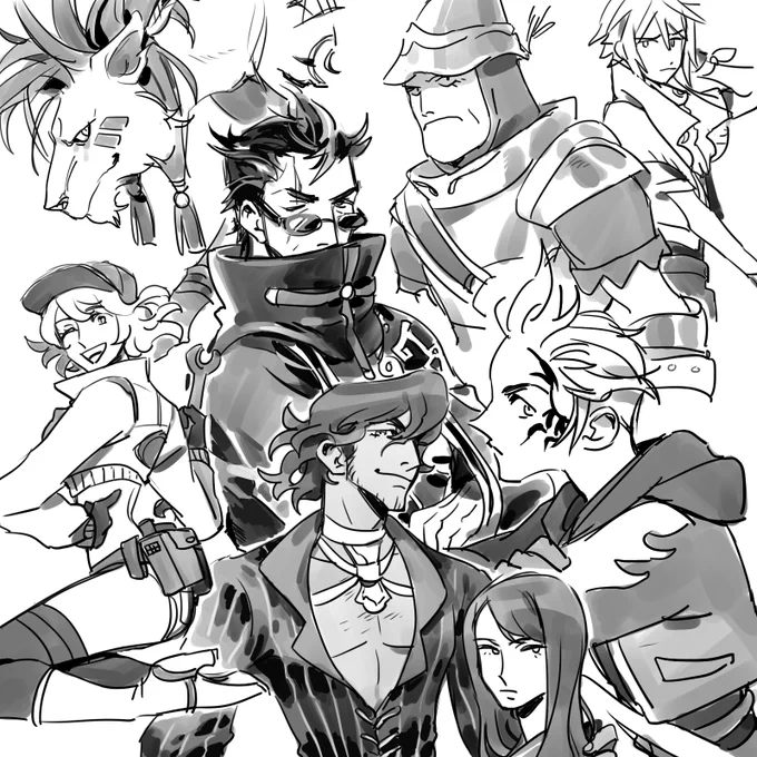doodled some ff characters i rarely draw hhhh 