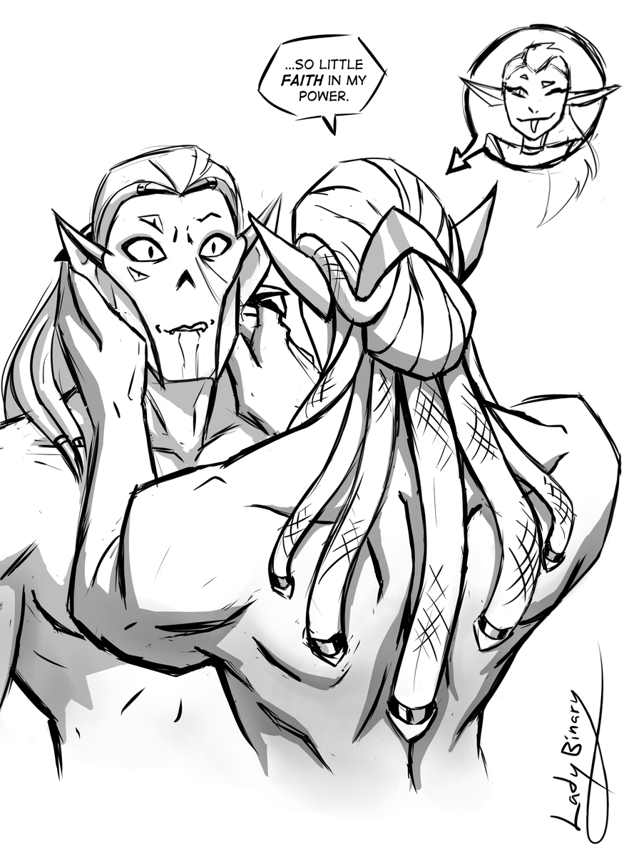 Lady_Binary's tweet photo. This particular panel from my #DoublePrime crackship comic "Seeing Doubles" needed its own post, because it’s *glorious.* Full comic here: https://t.co/BccSg1BMmq #DoubleTrouble #HordePrime https://t.co/P0fauJYine