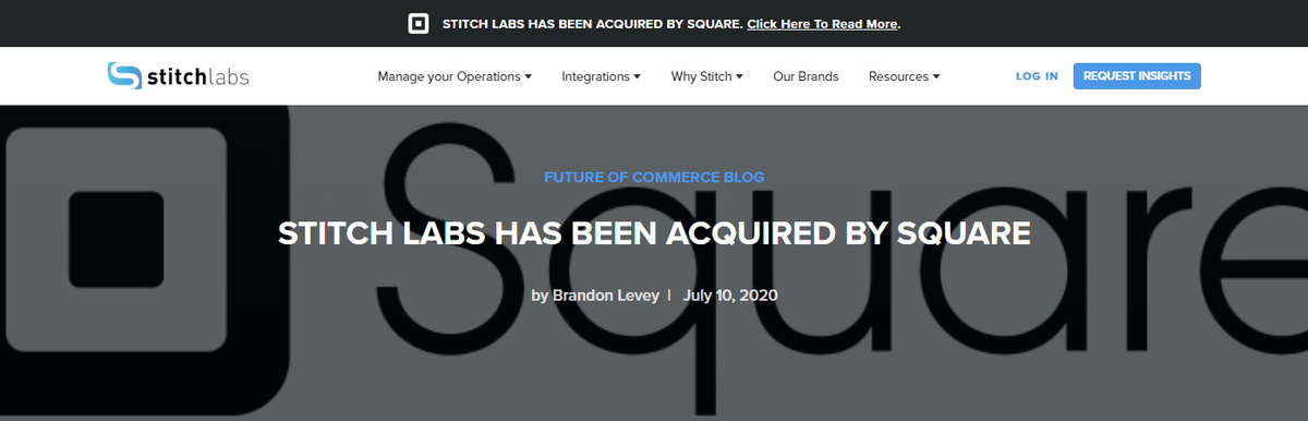Square has acquired #stitchlabs and plans to sunset their products.  To help Stitch Labs customers during this difficult period, we are offering special migration assistance to our Connected Business platform - in cloud or on premise. Details at rb.gy/vqwnfm