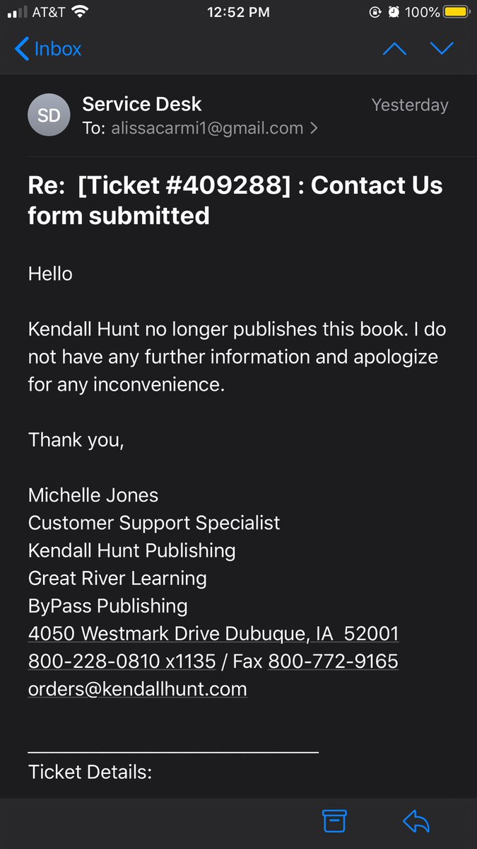 Even his book publisher, Kendall Hunt publishing company, had the common sense to drop him and are no longer publishing nor selling it. Management gave me a quote on why they made this decision.