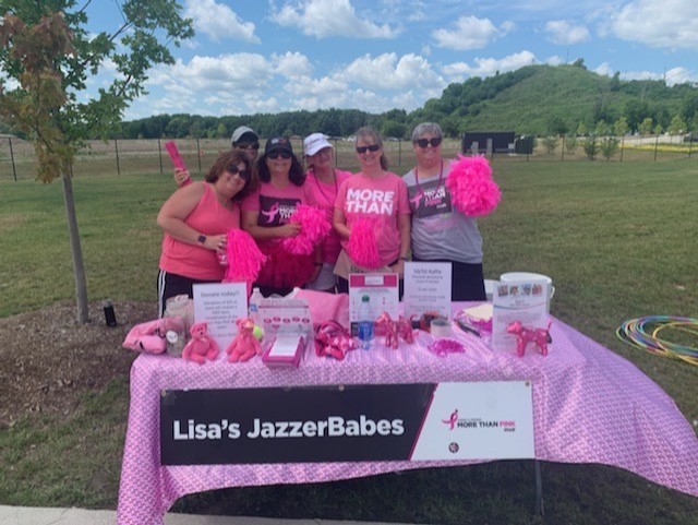 KomenWisconsin's tweet photo. Way to go MORE THAN PINK Walk Team Captain, Sherry Dahl, and her team Lisa's JazzerBabes for fundraising at the Milwaukee Milkmen Game yesterday!  Great job! https://t.co/BEt4WyYcML