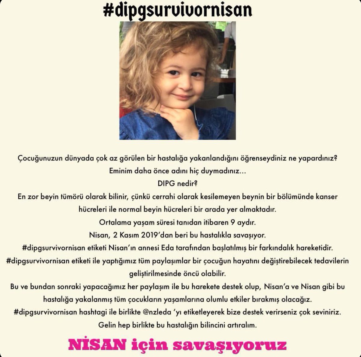 Bir arkadaşımızın kızı😔 Belki bir mucize olur bir tedavi yöntemi çıkar dünyanın bir yerinden🙏🏽 <a href="/haluklevent/">Haluk Levent ( Ahbap Ekibi )</a> 
Paylaşırsanız seviniriz.. #Nisaniçinsavaşıyoruz