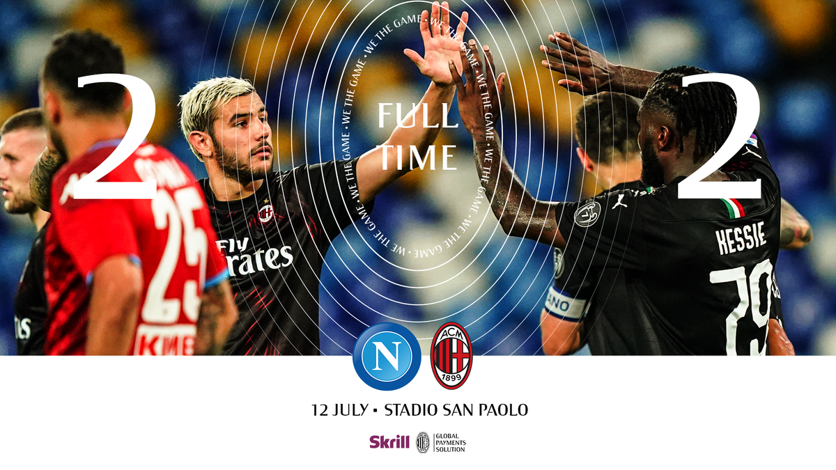 acmilan's tweet photo. #NapoliMilan ends in a stalemate
Finisce 2-2 al San Paolo

Sponsored by @skrill. Make your money move.
#SempreMilan https://t.co/VAF6y1lv5C