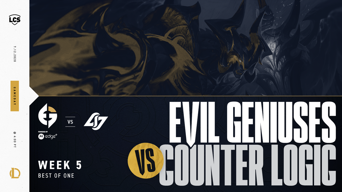 EvilGeniuses's tweet photo. Last time we played @clgaming we scored a perfect game. 

#EGLCS is ready to close this week out with an #EGWIN!

🔴 https://t.co/4eMqBc9Yk5 https://t.co/ukDSugIBKK
