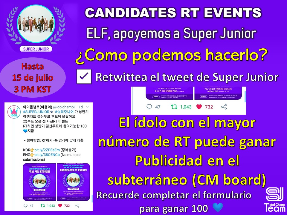 ELFMexLatam's tweet photo. 🚨URGENTE🚨

Retwittea el siguiente tweet de @SJofficial 

⚠️Si Super Junior obtiene la mayor cantidad de rt, pueden ganar Publicidad en el subterráneo (CM board)⚠️

Necesitamos al menos 8 mil rt para ganar Y llevamos solo 1100. 🙄

👉https://t.co/sFOTrV7shH

~SJ-Idol Champ Team https://t.co/SWRpDgvi5f
